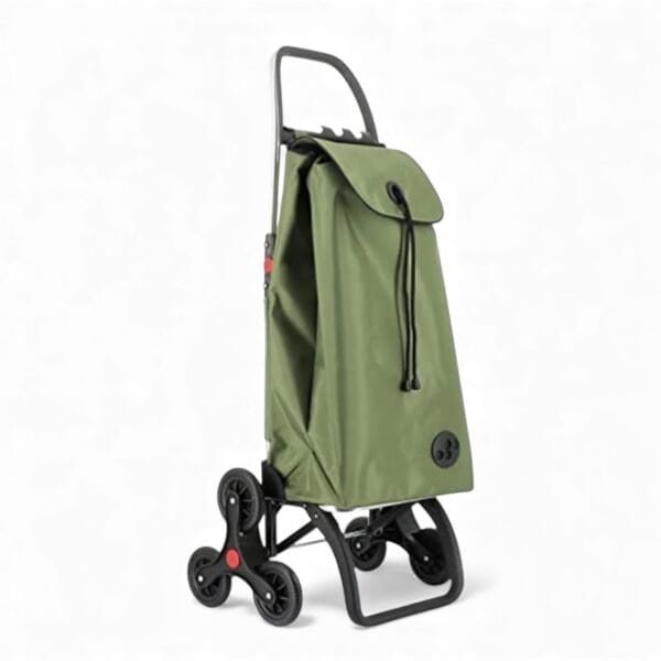 Shoppingvagn Rolser 6L MF kakigrön med trapphjul, lättviktigt chassi och rymlig tygväska