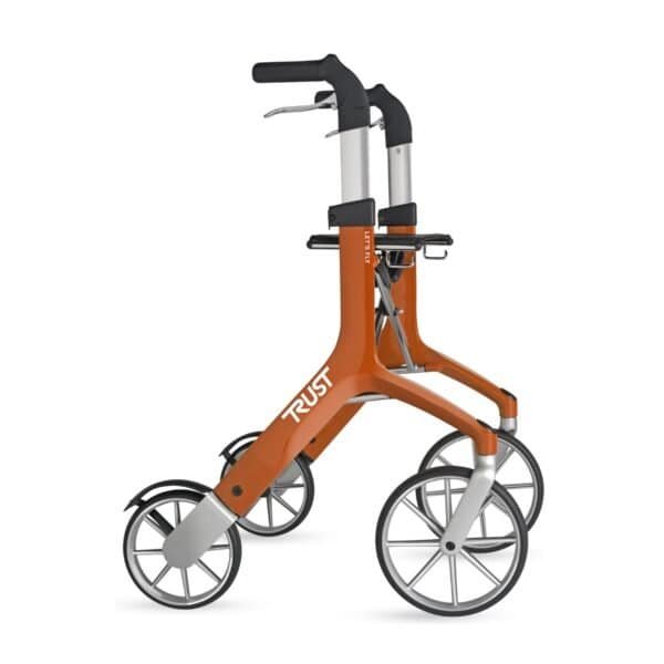 Trust Care Let’s Fly rollator i färgen koppar Snygg rollator med ergonomiska handtag och stötdämpande hjul.