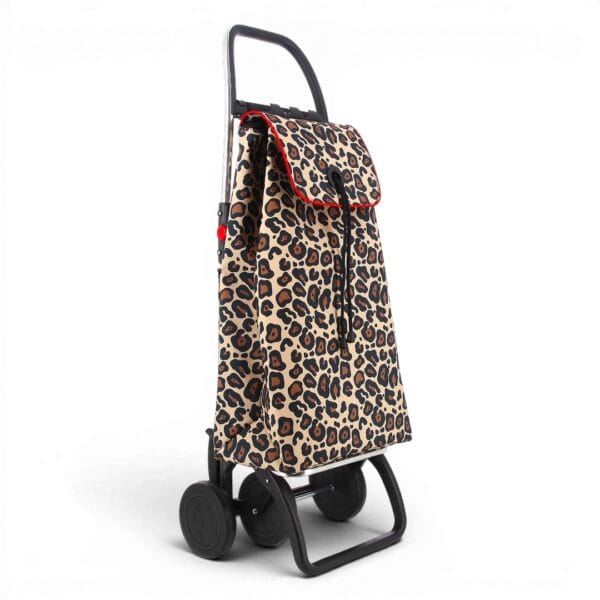 Rolser 4L MF dramatevagn i tyget Wild Leo Beige – hållbar och hopfällbar dramatenvagn med 4 hjul.